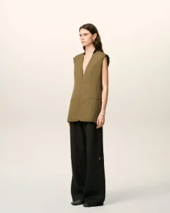 Veste Verte Sans Manches En Laine