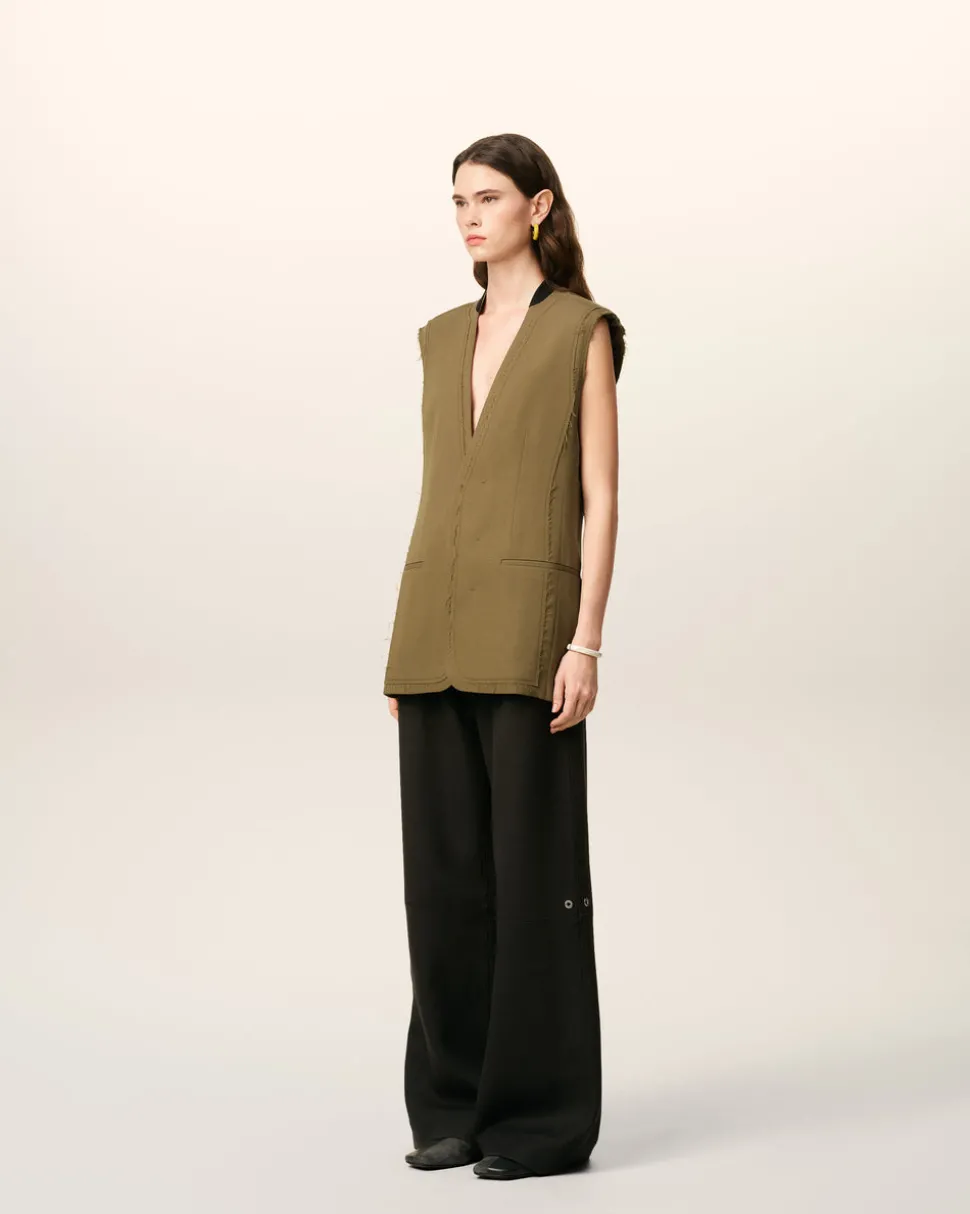 Veste Verte Sans Manches En Laine