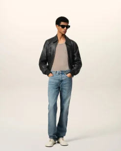 Veste Zippée En Cuir